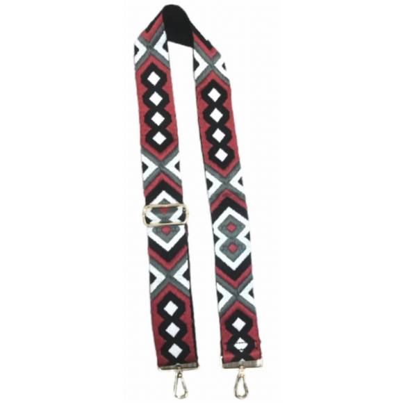 NEW AHDORNED aztec embroidered red/grey/white strap silver hardware in grey/red - Picture 1 of 1